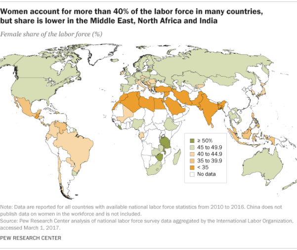 1 Map Women paid Labour PEW research 2017.png